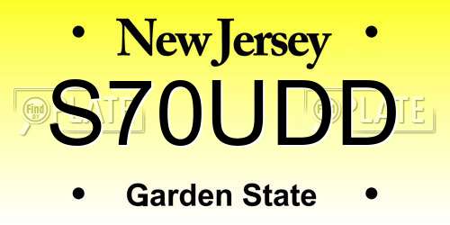 S70UDD New Jersey License Plate