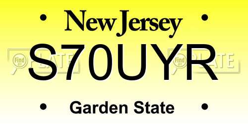 S70UYR New Jersey License Plate