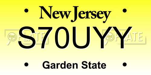 S70UYY New Jersey License Plate