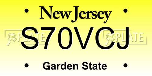 S70VCJ New Jersey License Plate