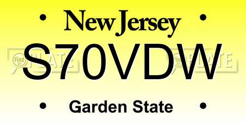 S70VDW New Jersey License Plate