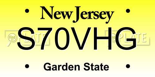 S70VHG New Jersey License Plate