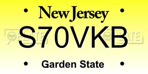 S70VKB New Jersey License Plate