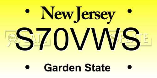 S70VWS New Jersey License Plate