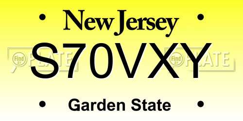 S70VXY New Jersey License Plate