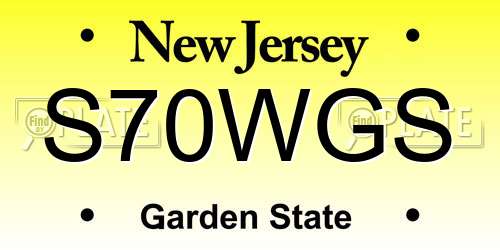 S70WGS New Jersey License Plate