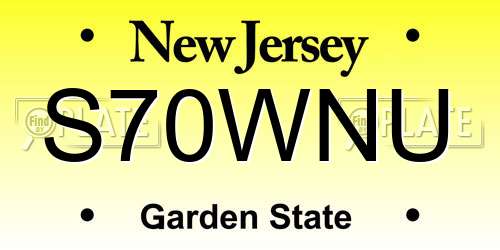 S70WNU New Jersey License Plate
