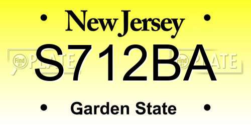 S712BA New Jersey License Plate