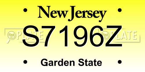 S7196Z New Jersey License Plate
