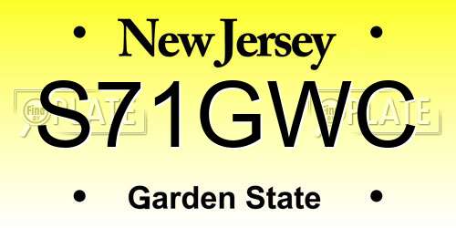 S71GWC New Jersey License Plate