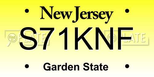 S71KNF New Jersey License Plate