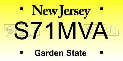 S71MVA New Jersey License Plate