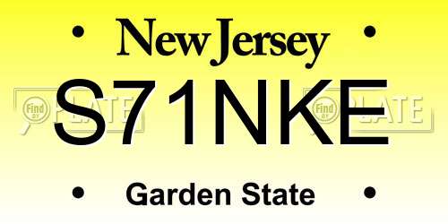 S71NKE New Jersey License Plate