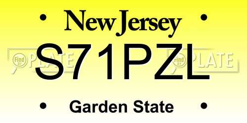 S71PZL New Jersey License Plate