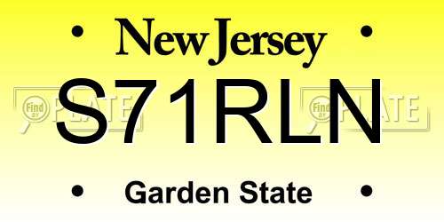 S71RLN New Jersey License Plate