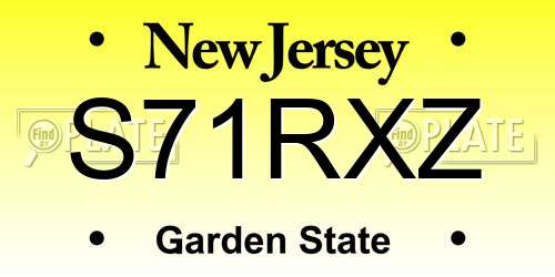 S71RXZ New Jersey License Plate