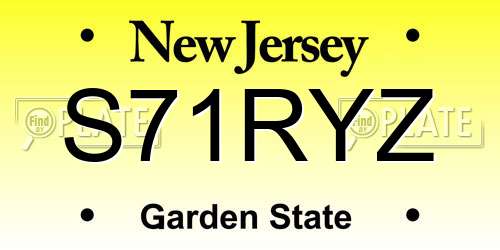 S71RYZ New Jersey License Plate
