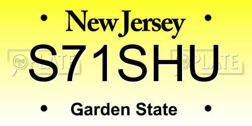 S71SHU New Jersey License Plate