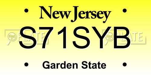 S71SYB New Jersey License Plate
