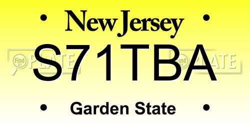 S71TBA New Jersey License Plate