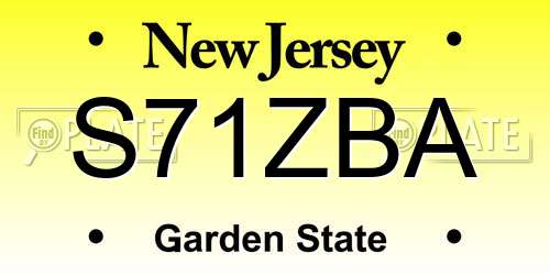 S71ZBA New Jersey License Plate