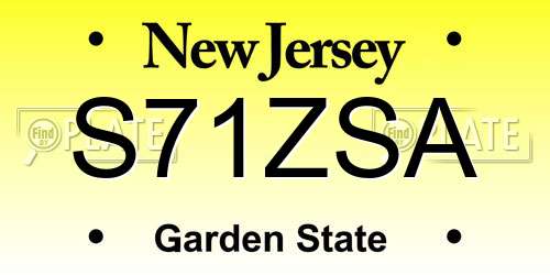 S71ZSA New Jersey License Plate