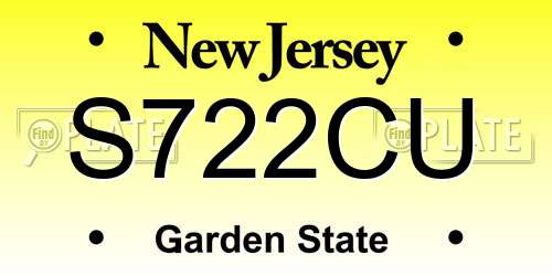 S722CU New Jersey License Plate