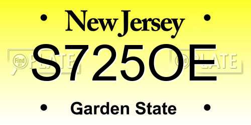 S725OE New Jersey License Plate