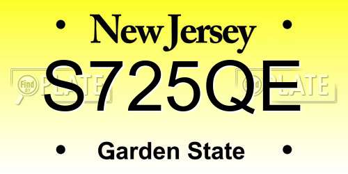 S725QE New Jersey License Plate