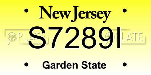 S7289I New Jersey License Plate