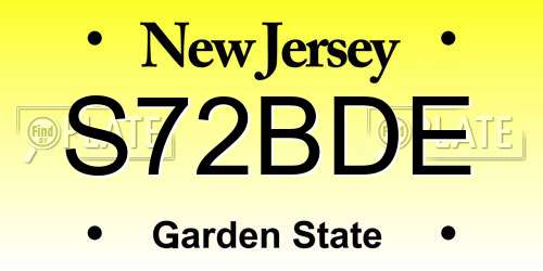 S72BDE New Jersey License Plate