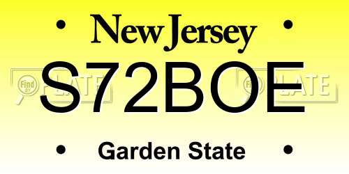 S72BOE New Jersey License Plate