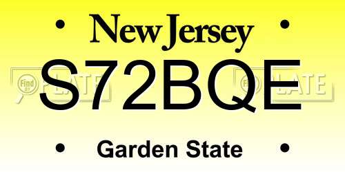 S72BQE New Jersey License Plate