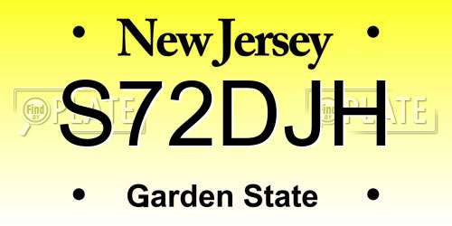 S72DJH New Jersey License Plate