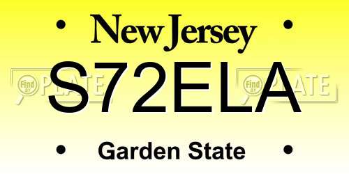 S72ELA New Jersey License Plate