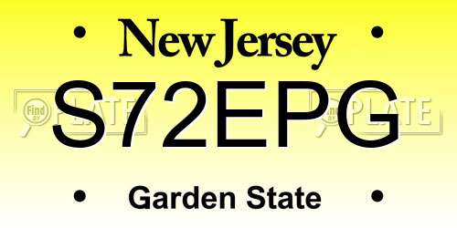 S72EPG New Jersey License Plate