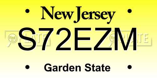 S72EZM New Jersey License Plate