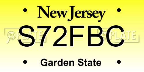 S72FBC New Jersey License Plate