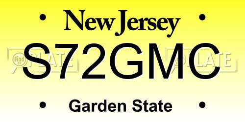 S72GMC New Jersey License Plate