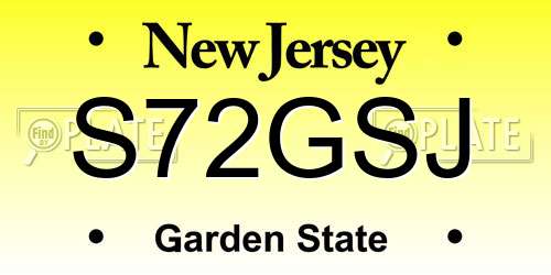 S72GSJ New Jersey License Plate