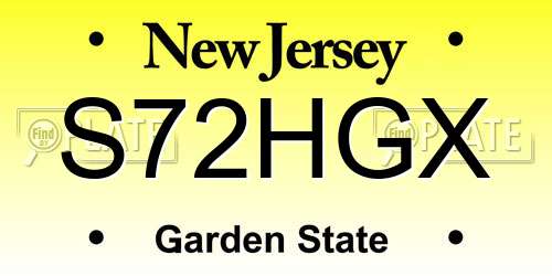 S72HGX New Jersey License Plate