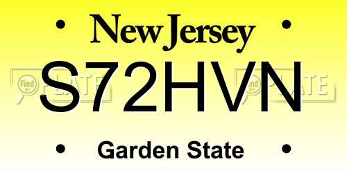 S72HVN New Jersey License Plate