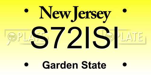 S72ISI New Jersey License Plate