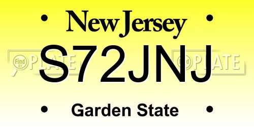 S72JNJ New Jersey License Plate