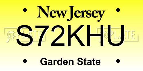 S72KHU New Jersey License Plate