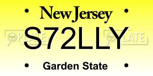 S72LLY New Jersey License Plate