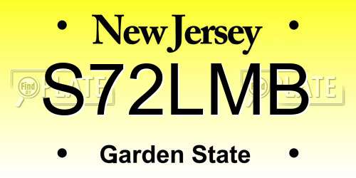 S72LMB New Jersey License Plate