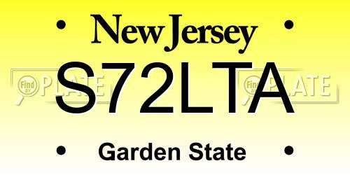 S72LTA New Jersey License Plate