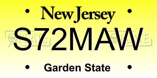 S72MAW New Jersey License Plate