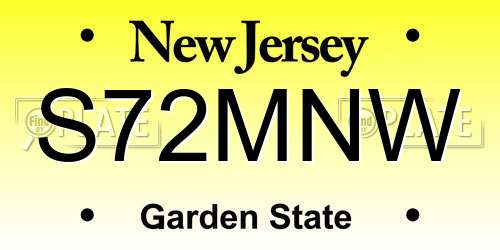 S72MNW New Jersey License Plate